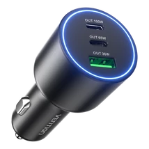 Vention USB-A+C*2 (3port,100/75/36W, fekete,szivargyújtós), töltő