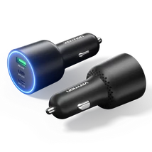 Vention USB-A+C*2 (3port,100/30/18W, fekete,szivargyújtós), töltő