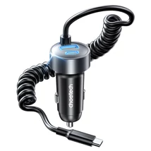 Choetech USB-C*2+A (65W,3-portos, autós, gyorstöltő), töltő