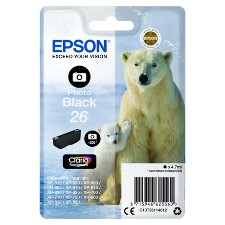 Eredeti Epson T2611 Patron Photo Black 4,7ml 26