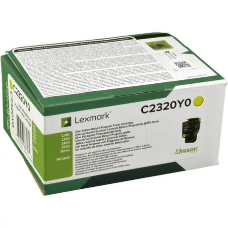 Eredeti Lexmark C2320Y0 Yellow toner 1k /o/